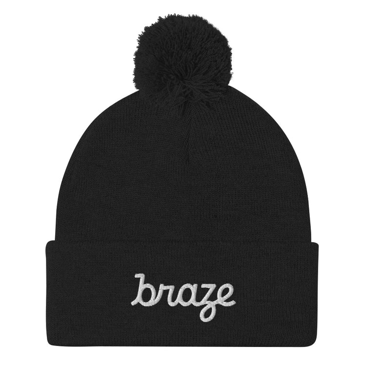Braze Pom-Pom Beanie (Embroidered)