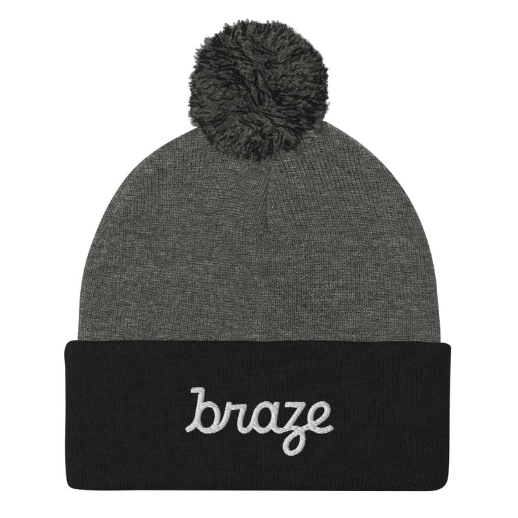 Braze Pom-Pom Beanie (Embroidered)