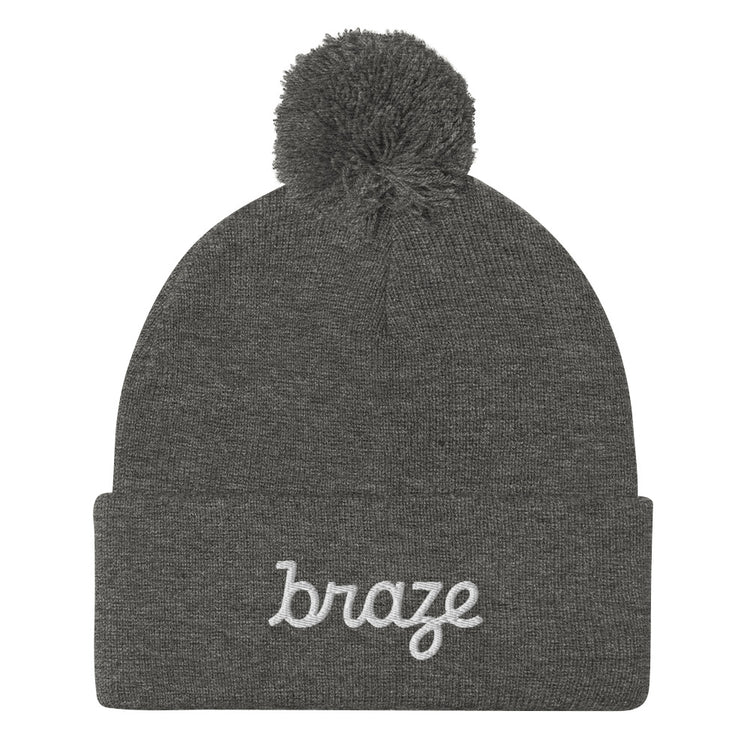 Braze Pom-Pom Beanie (Embroidered)