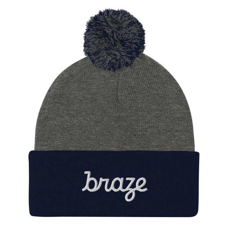 Braze Pom-Pom Beanie (Embroidered)