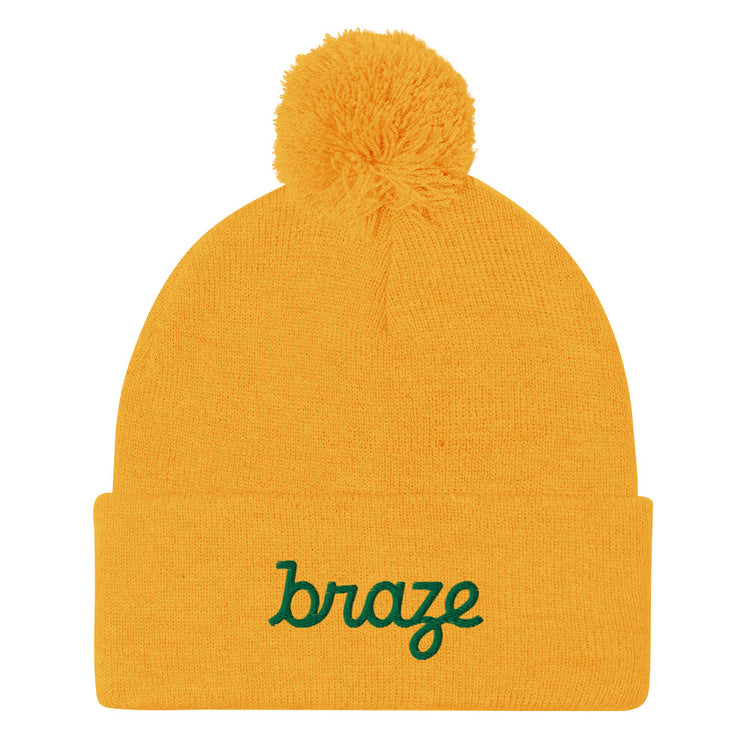 Braze Pom-Pom Beanie (Embroidered)