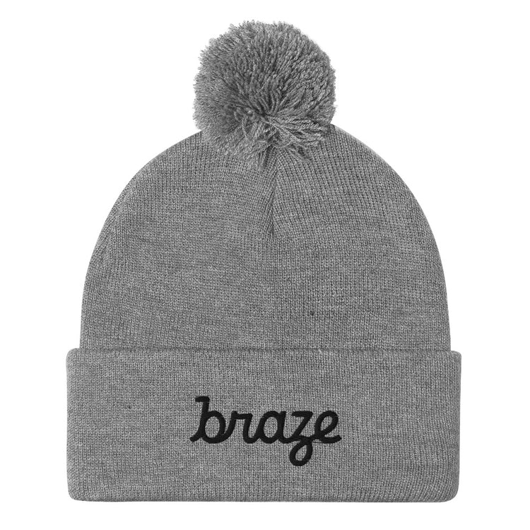Braze Pom-Pom Beanie (Embroidered)