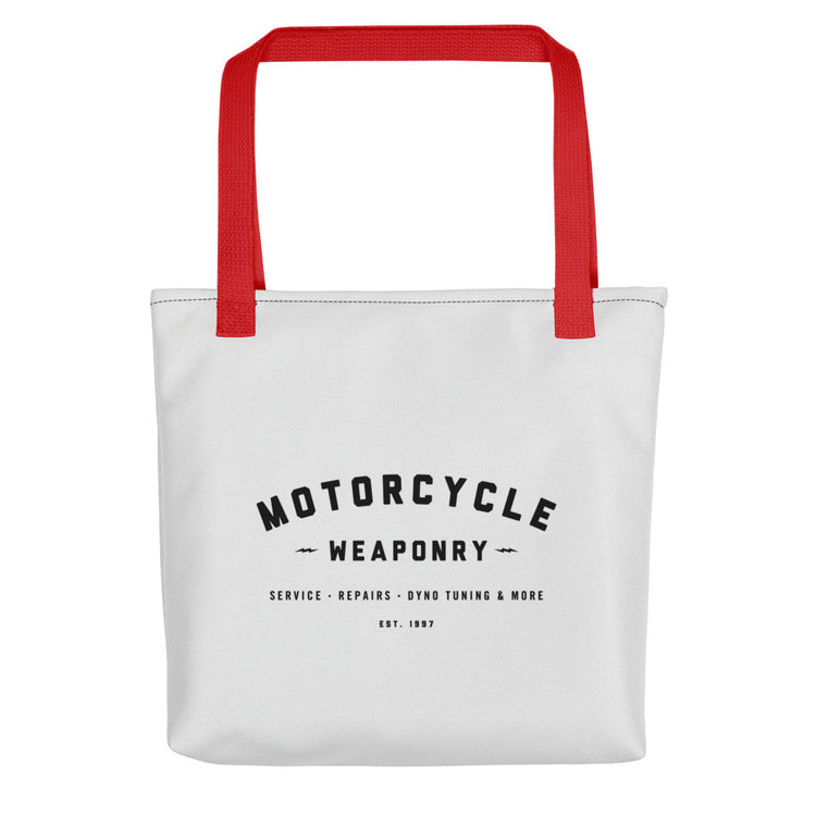 Motorcycle Weaponry Tote Bag (White)