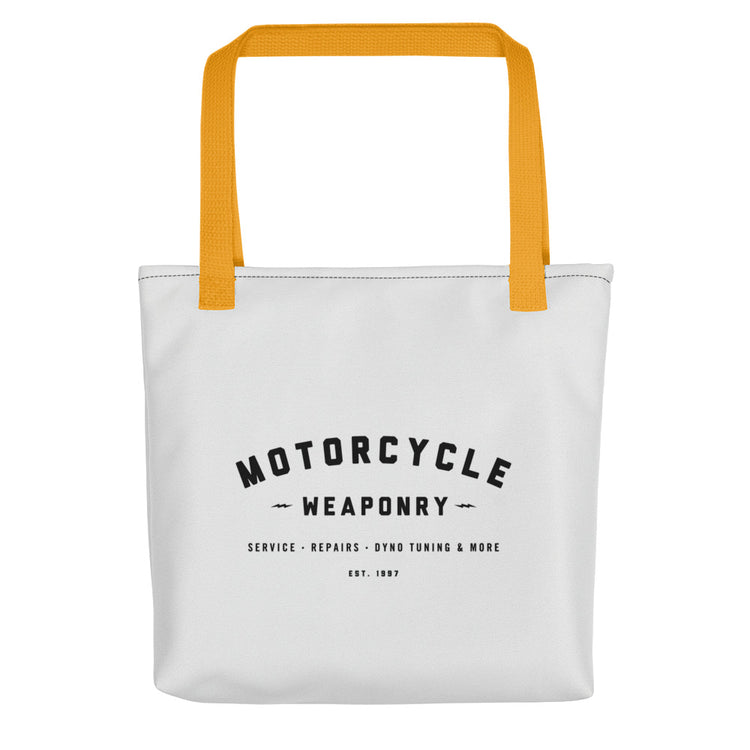 Motorcycle Weaponry Tote Bag (White)