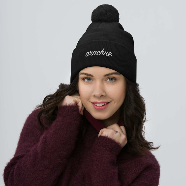 Arachne Pom-Pom Beanie (Embroidered)